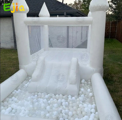 White Bouncy Castle With Ball Pit Rental Deposit