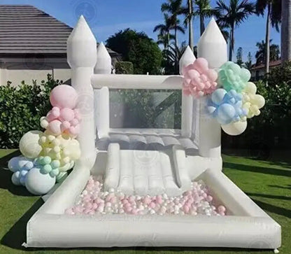 White Bouncy Castle With Ball Pit Rental Deposit
